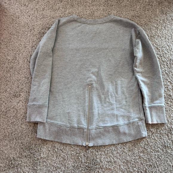 JOES JEANS Leira Hi-Lo Distressed Heather Gray Sweatshirt W/Zipper back size S - Picture 5 of 9